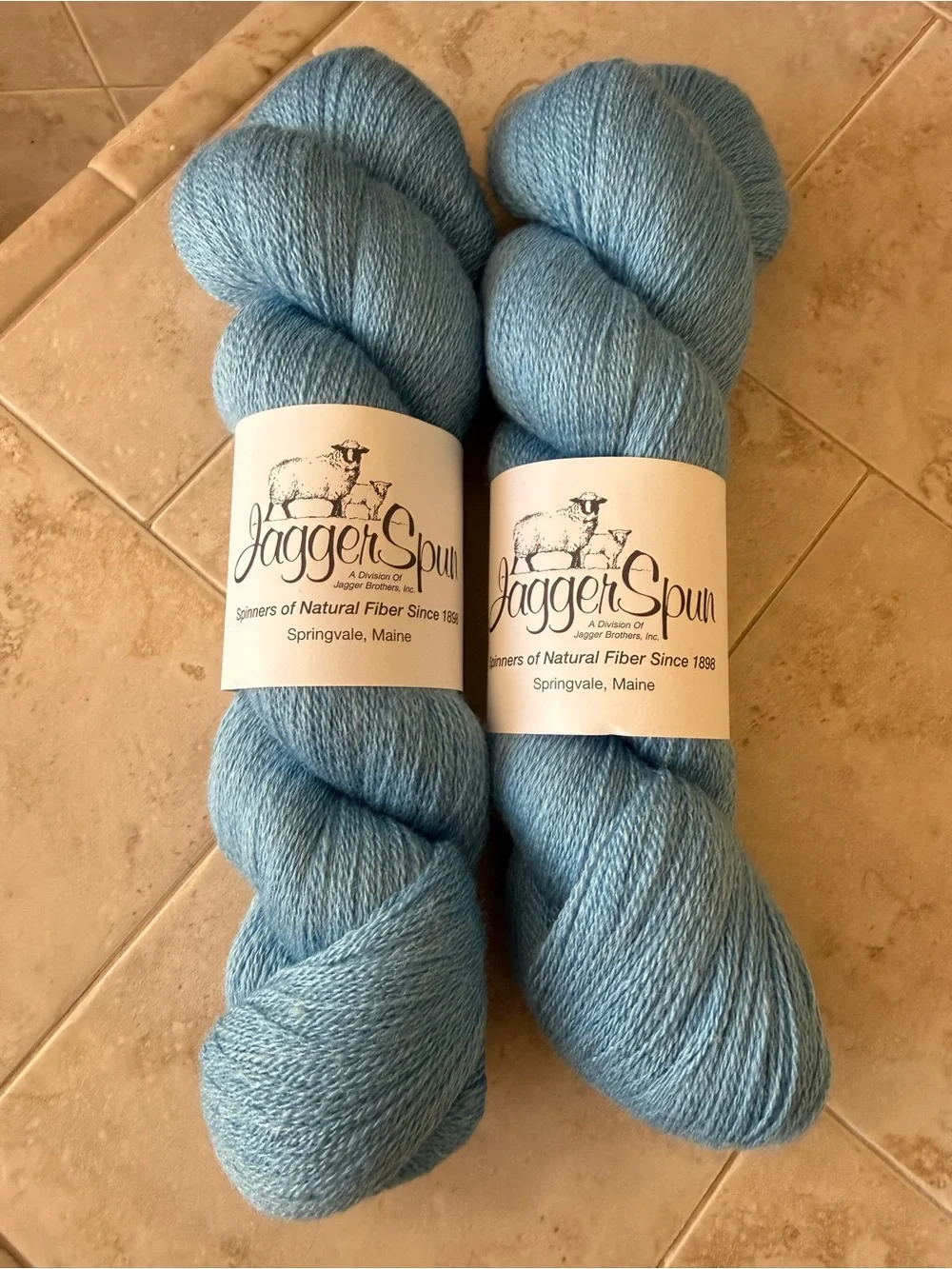 Jagger Spun Wool/Silk Blend Yarn -2 Skeins of Aegean Blue